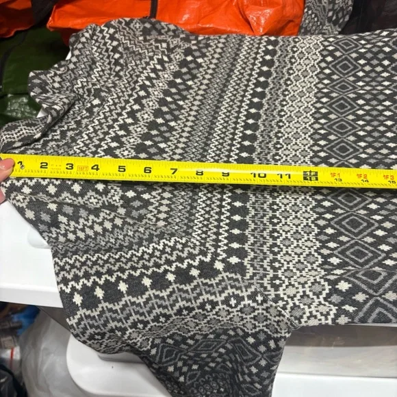T by Talbots grey, black, and white Fair Isle print longline cowl neck sweater - Picture 8 of 10